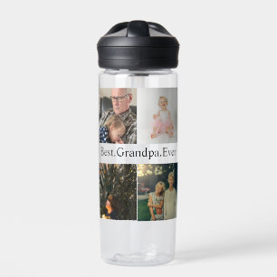 Bouteille D'eau Collage photo personnalisé 4 Meilleur grand-père j
