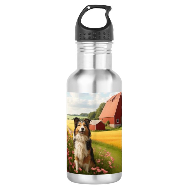 Bouteille D'eau Collie standard à la ferme (Devant)
