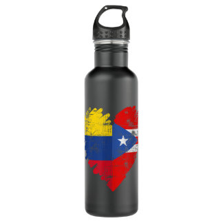 Bouteille D'eau Colombie Porto Rico Drapeau Coeur Colombien Rican
