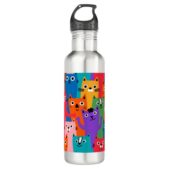 Bouteille D'eau Colorful cats (Devant)