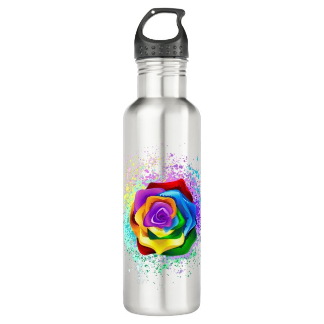 Bouteille D'eau Colorful Rainbow Rose (Devant)