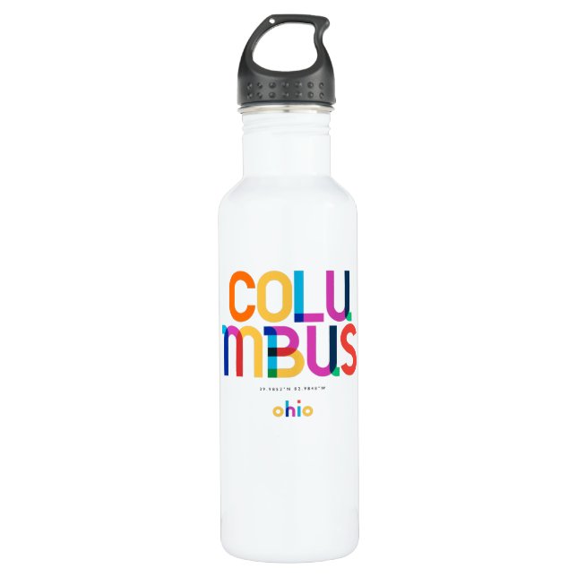 Bouteille D'eau Columbus Ohio Mid Century, Pop Art, (Devant)
