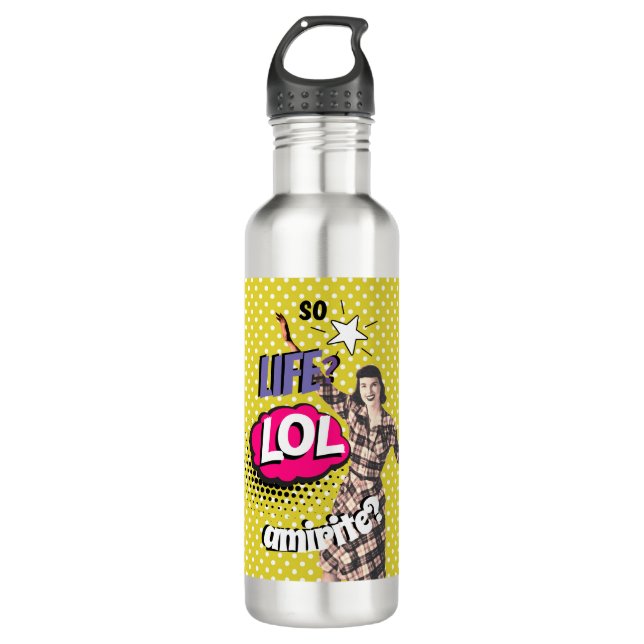 Bouteille D'eau Comic Book Pop Art Retro Funny Texte (Devant)