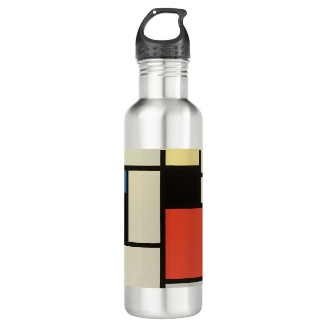 Bouteille D'eau Composition mondrienne Art moderne de la peinture  (Devant)