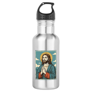 Bouteille D'eau Conception de chemise religieuse Sauveur priant vi