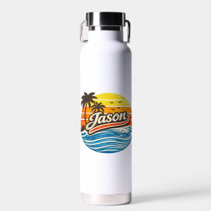 Bouteille D'eau Conception de nom de Jason Retro Sunset