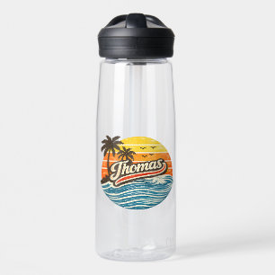Bouteille D'eau Conception de nom de Thomas Retro Sunset