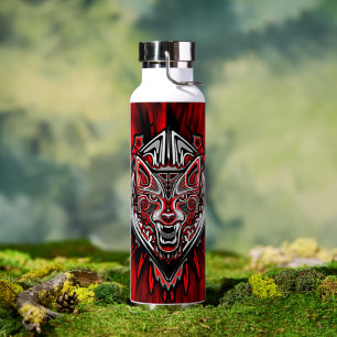 Bouteille D'eau Conception de totem tribal Haida de loup