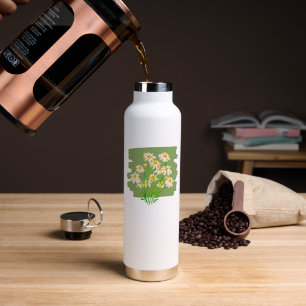 Bouteille D'eau Conception florale rustique sur fond vert