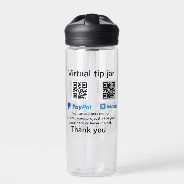 Bouteille D'eau Conseil virtuel jar q r code argent don PayPal ven (Extérieur)