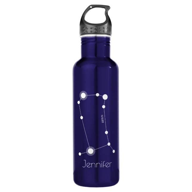 Bouteille D'eau Constellation Zodiaque Gemini personnalisée (Devant)
