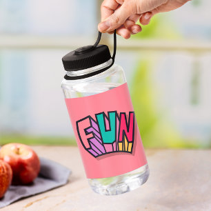 Bouteille D'eau Cool élégant "Fun" Rainbow Bold Script Pink Sport