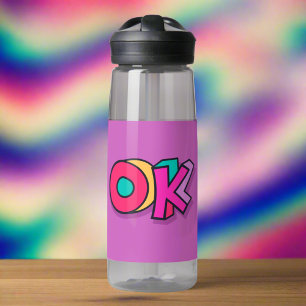 Bouteille D'eau Cool élégant "OK" Arc-en-ciel couleurs Purple Spor