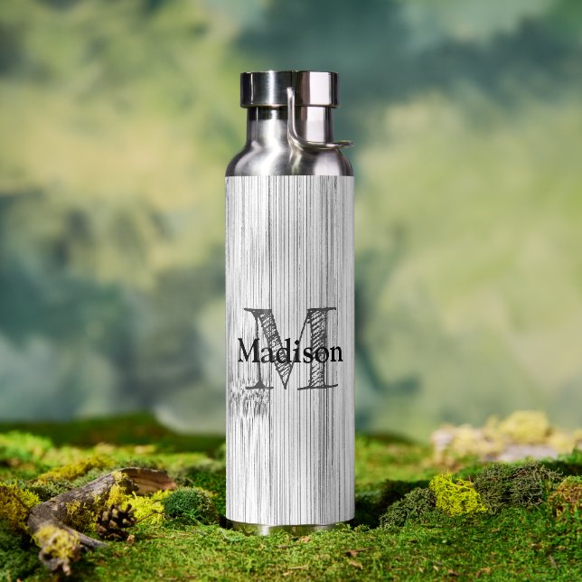 Bouteille D'eau Cool gris imprimé bois de bambou Monogramme (Extérieur)