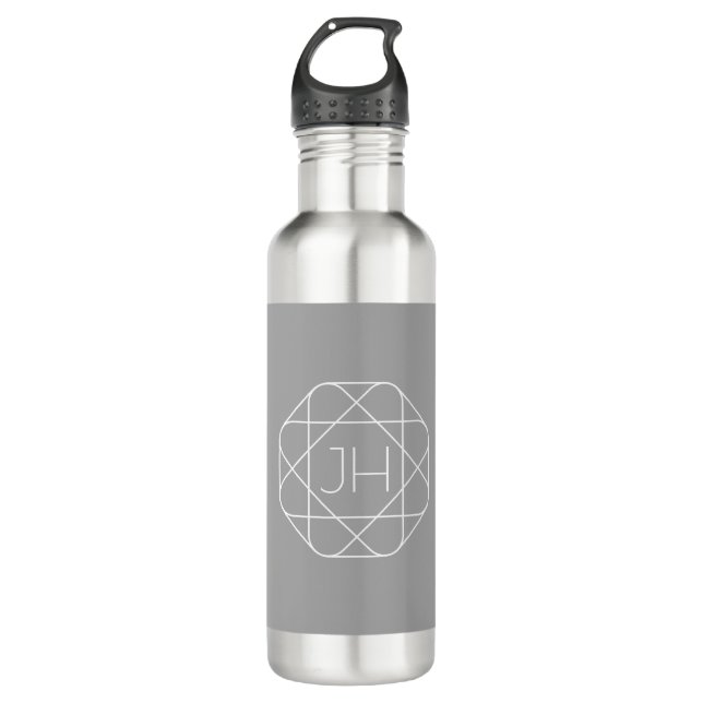 Bouteille D'eau Cool monogram, style vibe | Grey & White (Devant)