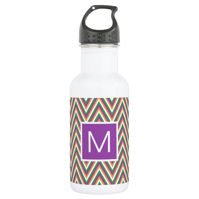 Bouteille D'eau Cool Motif Retro Chevron Monogram (Devant)