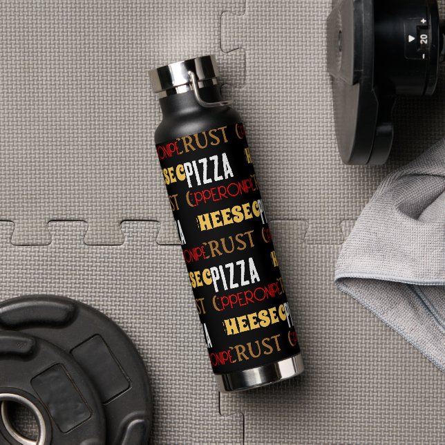 Bouteille D'eau Cool plaisir pizza pepperoni fromage croûte texte  (Couvercle)