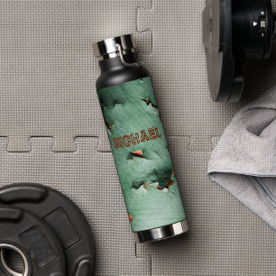 Bouteille D'eau Cool turquoise brun rouille Votre nom