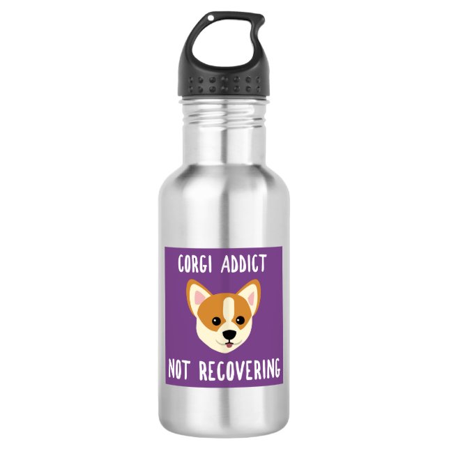 Bouteille D'eau Corgi Addict ne se rétablissant pas (Devant)
