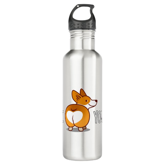 Bouteille D'eau Corgi - Je t'aime (Devant)