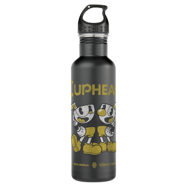 Bouteille D'eau Costume Or Cuphead Et Mugman Best Buds (Devant)