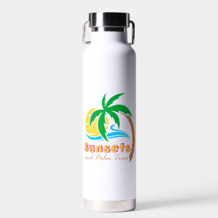 Bouteille D'eau Couchers De Soleil Et Palmiers Saison D'Été