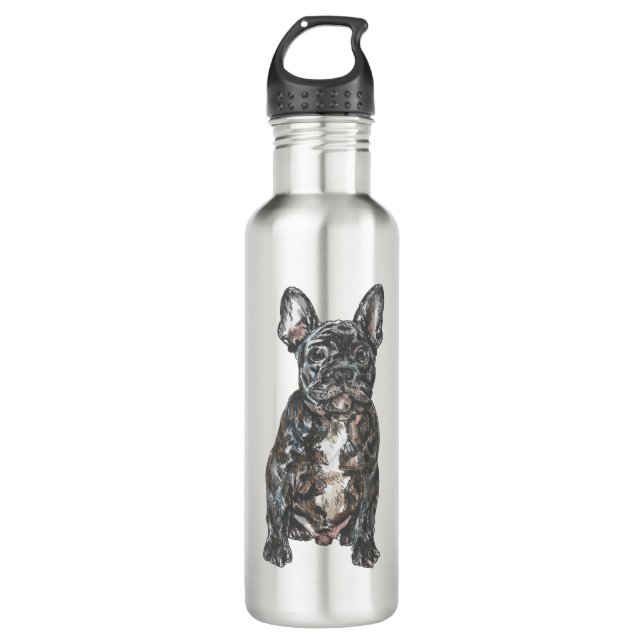 Bouteille D'eau couleur de bouledogue français (Devant)