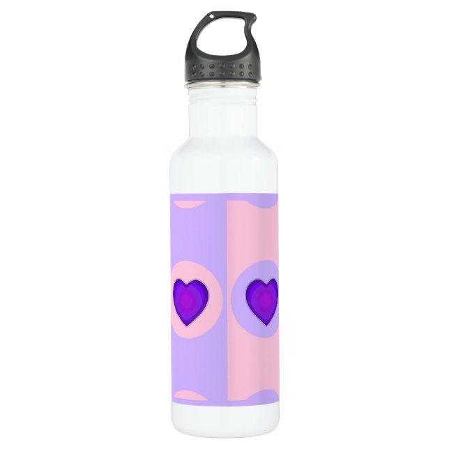 Bouteille D'eau Couleurs pastel & coeurs violets battre (Devant)