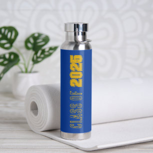 Bouteille D'eau Couleurs Scolaires Bleu Royal et Or Année de Promo