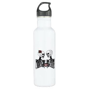 Bouteille D'eau Couple de squelette romantique - Gothique Avec Mai