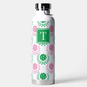 Bouteille D'eau Couronne de laurier de pickleball preppy - Rose et