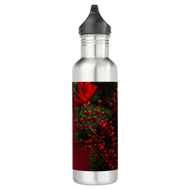 Bouteille D'eau couronne de noël avec baies rouges (Droite)