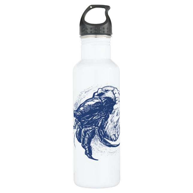 Bouteille D'eau Crabe ermite en bleu foncé (Devant)