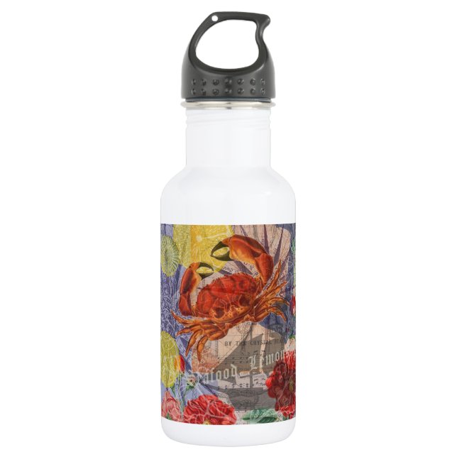 Bouteille D'eau Crabe Plage Nautique Art de la mer (Devant)