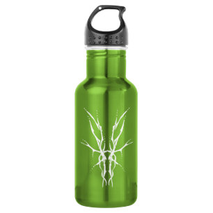 Bouteille D'eau Crâne de cerf tribal blanc sur fond vert motif de