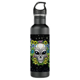 Bouteille D'eau Crânes et fleurs Aliens extraterrestres