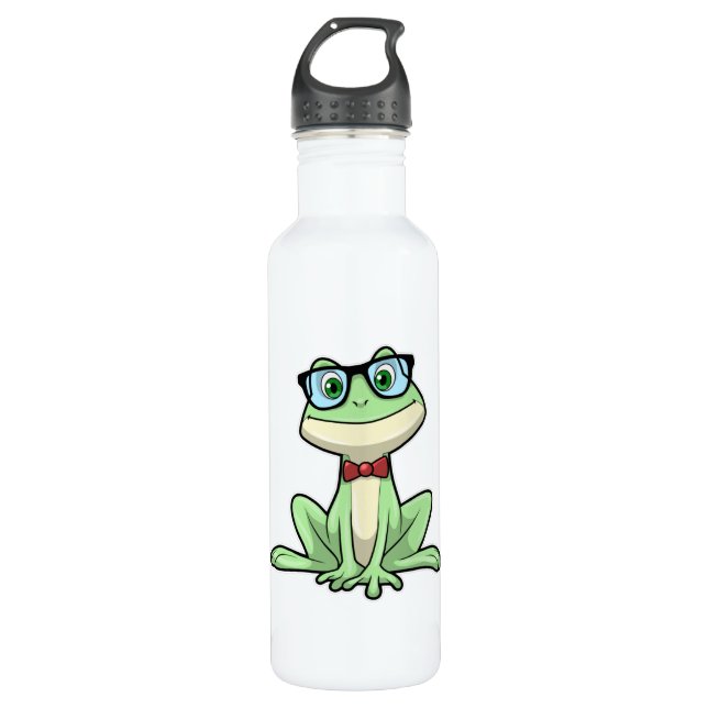 Bouteille D'eau Cravate de lunettes pour étudiants Nerd grenouille (Devant)