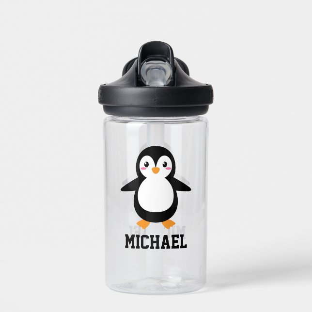 Bouteille D'eau Créez votre propre nom de pingouin mignon (Avant)