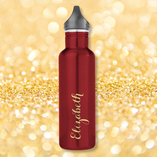 Bouteille D'eau Créez votre propre nom de script Gold personnalisé (Create Your Own Custom Gold Script Name Monogram Stainless Steel Water Bottle)