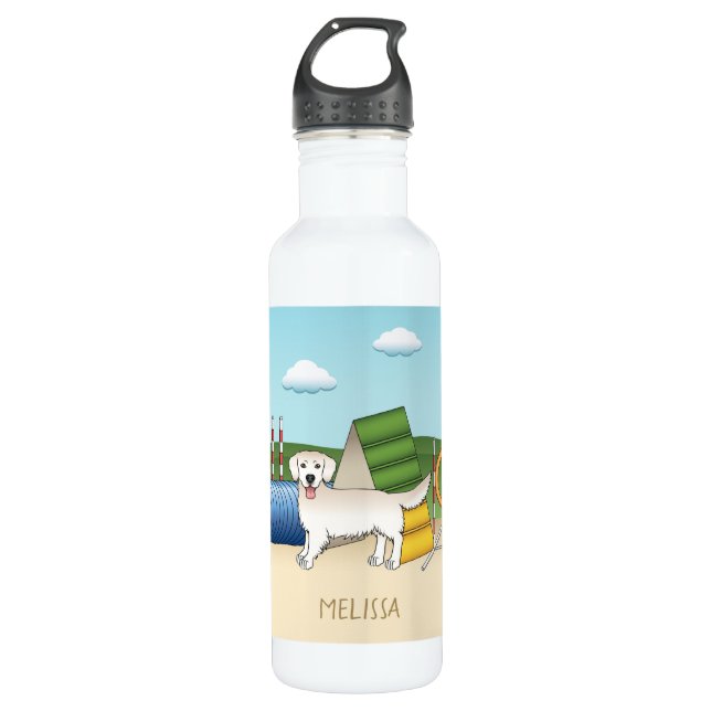 Bouteille D'eau Crème Golden Retriever Avec Équipement D'Agilité (Devant)