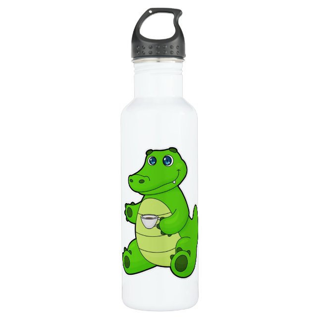 Bouteille D'eau Crocodile avec Coupe de Café (Devant)