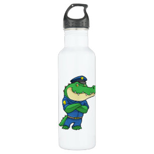 Bouteille D'eau Crocodile en tant qu'officier de police en uniform