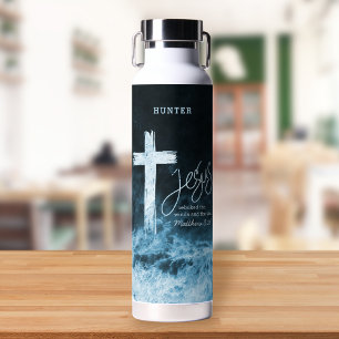 Bouteille D'eau Croix de la Bible de Mer en Rage Verse Personnalis