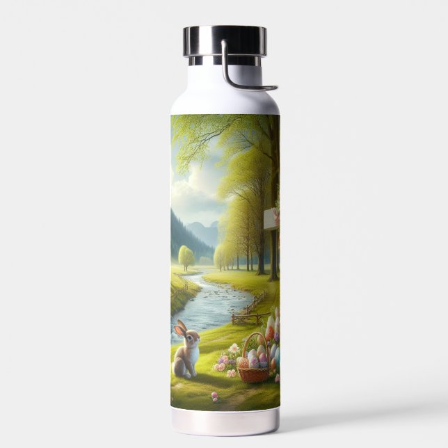 Bouteille D'eau Croix de Pâques avec lapin et oeufs (Gauche)