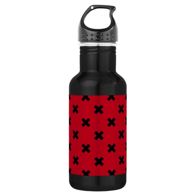 Bouteille D'eau Croix noire sur le rouge (Devant)