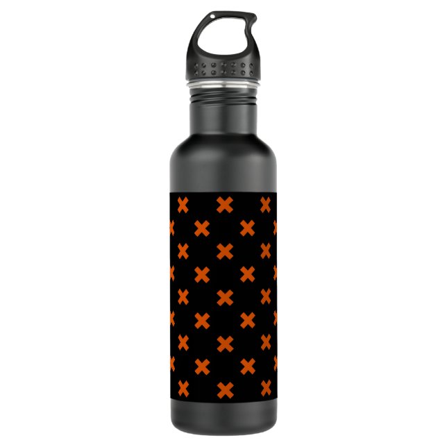Bouteille D'eau Croix orange sur le noir (Devant)