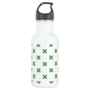 Bouteille D'eau Croix verte coutures sur blanc
