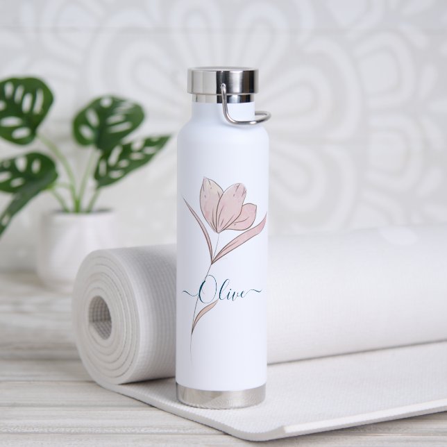 Bouteille D'eau Croquis floral aquarelle personnalisée (Yoga (pivoté))