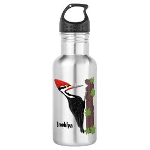 Bouteille D'eau Cue drôle Pileated woodpecker dessin d'illustratio
