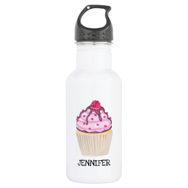 Bouteille D'eau Cupcake sucré avec framboise sur le dessus (Devant)
